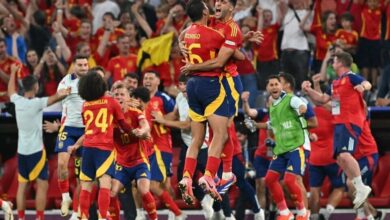 El seleccionado español celebra el pase a la final de la Eurocopa.