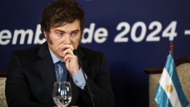 Javier Milei, este viernes, en la cumbre del Mercosur que se realiza en Montevideo REUTERS/Mariana Greif