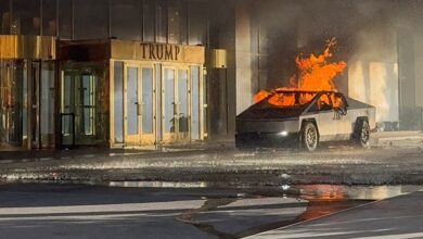 Tesla Cybertruck después de que explotara fuera del Trump International Hotel Las Vegas
