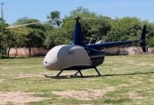 El helicóptero en el que Orozco recorrió Rivadavia. Fuente: Opinorte