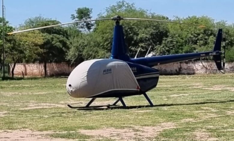 El helicóptero en el que Orozco recorrió Rivadavia. Fuente: Opinorte