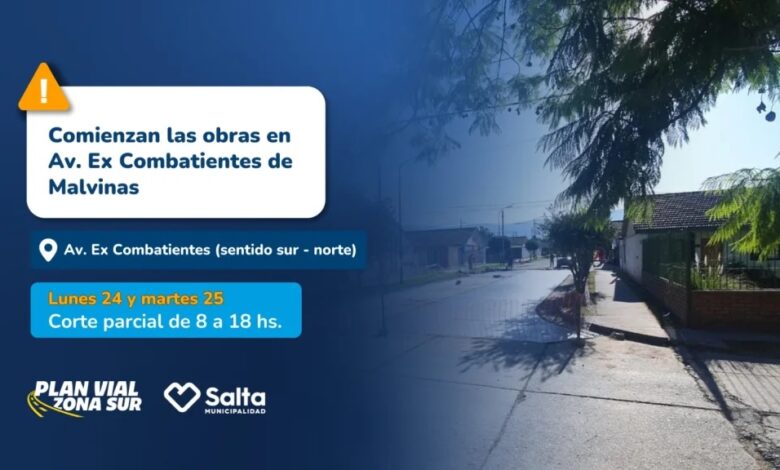 Este lunes comienza la repavimentación de la Av. Ex Combatientes de Malvinas, con cortes en el tránsito y circulación en doble sentido.