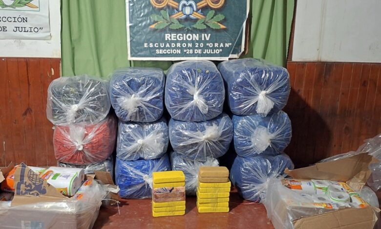 Gendarmería incautó 16 kilos de cocaína y 264 kilos de hojas de coca