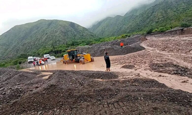 Los equipos viales, en colaboración con Vialidad de Salta, Ferrocarriles Argentinos y la Cámara de Minería, están llevando a cabo la canalización de cauces y la reparación de la ruta. Foto: RR SS