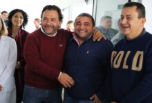 El gobernador y el intendente durante el recorrido de la obra.