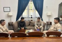 Baltasar Lara Gros, recibió en su despacho a autoridades de la Prefectura Naval Argentina. Foto; Municipalidad de Orán