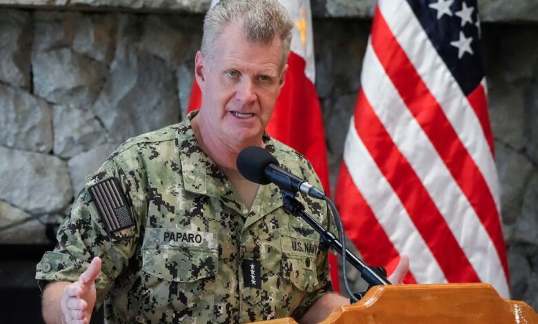 El comandante de las fuerzas estadounidenses en el océano Pacífico, almirante Samuel Paparo. Foto: AP FOTO