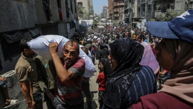 Reparto de ayuda humanitaria en la ciudad de Gaza, el 26 de junio. EFE/EPA/Mohamed Saber