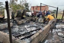 La vivienda incendiada.