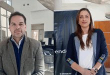 Fernando García Soria y Celeste Ballari en la presentación de Endeavor.