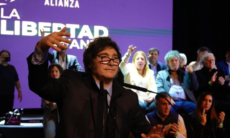 Javier Milei en el acto de La Libertad Avanza en Junín