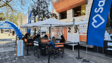Los chequeos en la Plaza Belgrano.