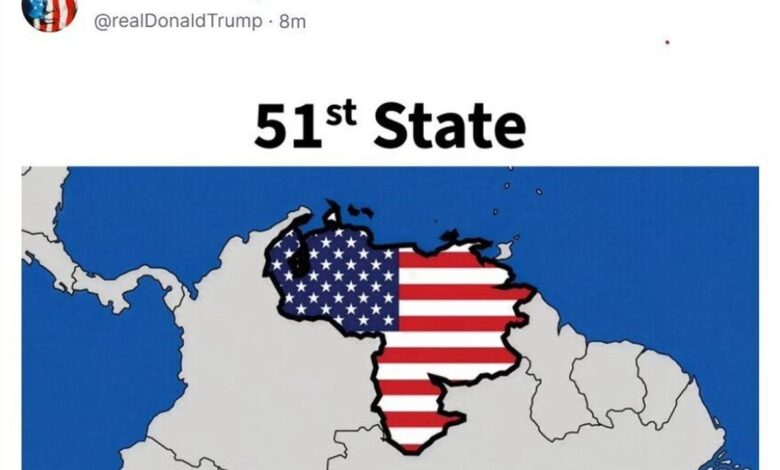Donald Trump publicó una imagen de Venezuela como el estado número 51 de EE. UU.
