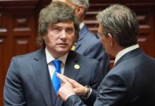 El presidente Javier Milei, ayer, en Perú