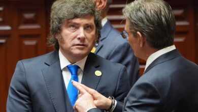 El presidente Javier Milei, ayer, en Perú